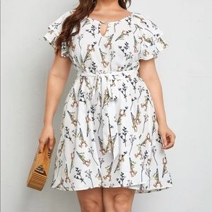 White Floral Swing Dress